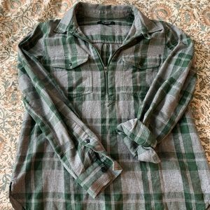madewell popover shirt, flannel plaid